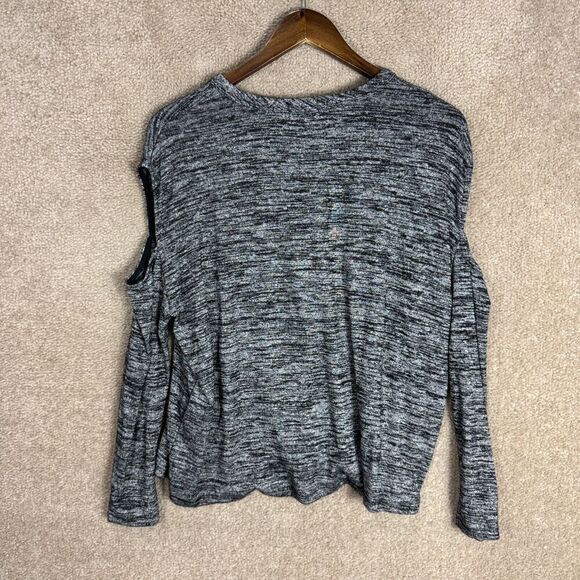 Rag & Bone Port Tee Top Womens Medium Charcoal Heather Long Sleeve Cold Shoulder - Picture 10 of 11